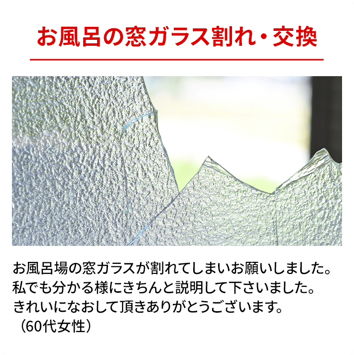 お風呂の窓ガラス割れ・交換